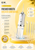Portable Water Flosser – Rechargeable Oral Irrigator with 3 Cleaning Modes & 4 Jet Tips