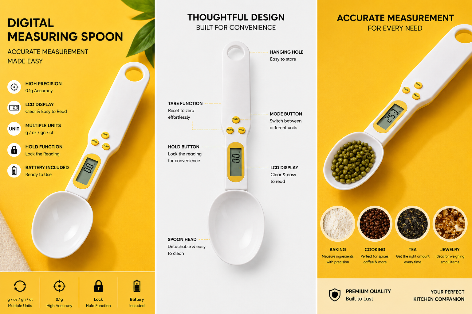 Digital Weighing Spoon Scale | 0.1g Precision Kitchen Measuring Spoon (1g–500g)