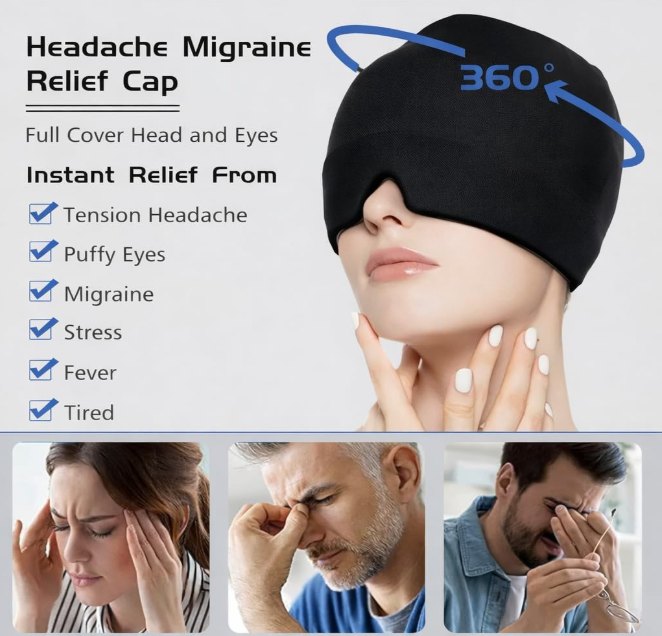 Migraine Relief Cap, Hot & Cold Therapy Headache Hat