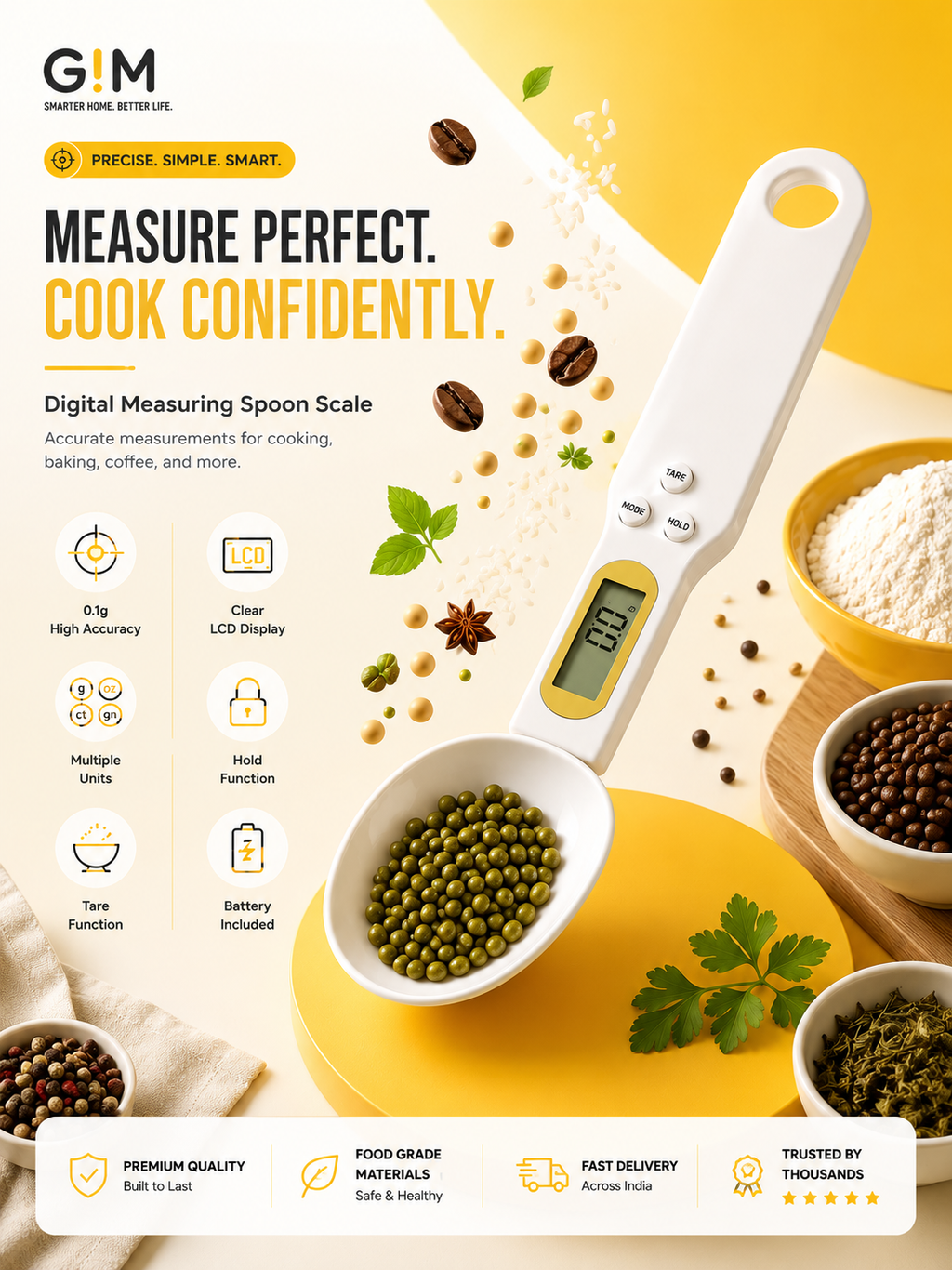 Digital Weighing Spoon Scale | 0.1g Precision Kitchen Measuring Spoon (1g–500g)