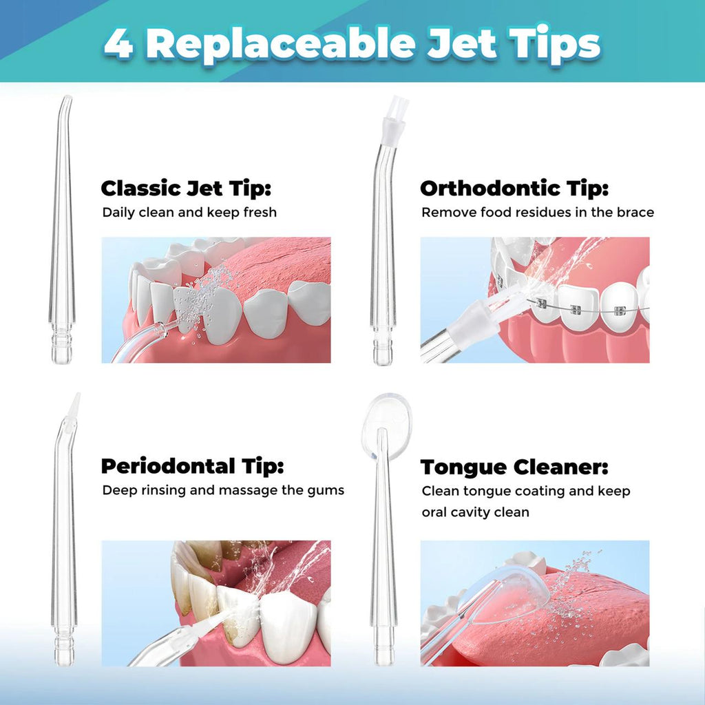 Water Flosser Oral Irrigator with 3 Modes 4 Jets IPX7